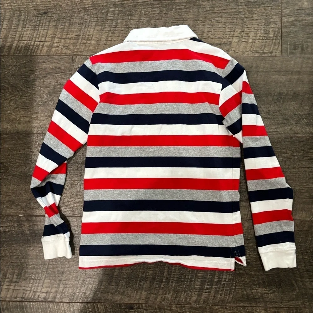Janie and Jack Striped Red, White, and Blue Kids Long-sleeve Polo Rugby Shirt